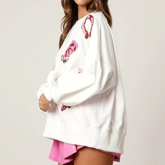 Sweatshirt Long-sleeve Contrast Color Sweatshirt Sequin Boots Pattern Patchwork - Picture 3 of 4